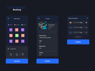 Booking ticket | Dark mode | Social media application