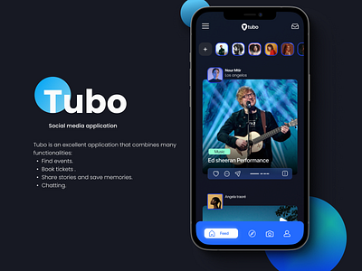 Home page | Dark mode | Social media application blue dark event facebook feed glass instagram media meta mode morphisme music social