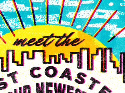 Coaster Illustration city illustration landscape rough sun texture type typography work in progress