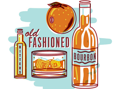 Old Fashioned bitters bourbon drink illustration illustrator old fashioned orange vector