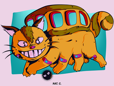 Catbus art cat digitalart drawing fanart ilustration