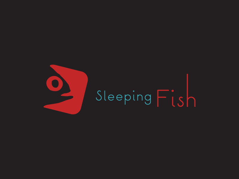 Sleepingfish fish sleeping logo red blue simple clean branding