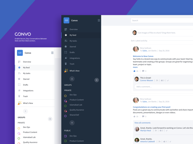 convo dark and white view collaboration convo darktheme dashboard design feed lighttheme theme ui uiux ux