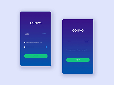 sign in and sign up app convo login login screen mobile mobile app mobile login sign in sign up ui ux