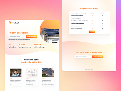 SunRoof.ai Landing Page branding call to action card design figma green energy landing landing page mesh gradient orange roof roofing solar roof sun roof table ui