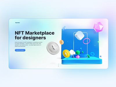 NFT Marketplace for designers landing page 3d bitcoin crypto design free ui kit landing page marketplace nft nft marketplace ui kit web design