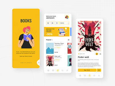 Books mobile app app design book concept design flat illustration minimal mobile store app ui ux webdesign