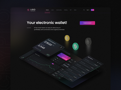 UBD Crypto Wallet color crypto design flat minimal ui ux wallet web website