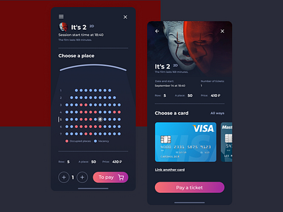 Cinema 2 2d app branding cinema concept design film flat interface minimal mobile mobile design mobile ui pay ticket ui ux web design webdesign website