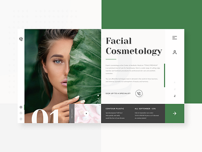 Cosmetology beauty branding colors concept cosmetic cosmetology design ecology flat green minimal ui uidesign ux uxdesign web webdesign website