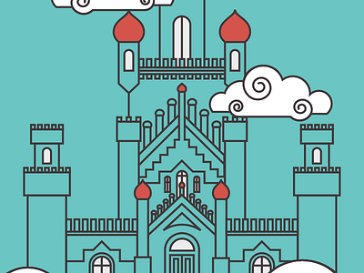 Castles in the Air Detail castle castle in the air clouds fantasy illustration