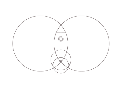 A Trip to the Moon (Lines) circles logo rocket