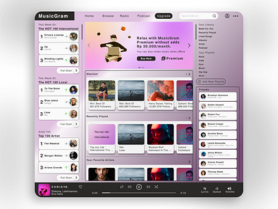 MusicGram app design glassmorphism mobile ui music music app music player ui uidesign uiux uiweb uiwebdesign uiwebsite uix uixdesign uixweb ux web webdesign website