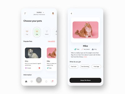 Adoption Pet App | UI Android adopt adoptionapp adoptionpets app dailyui design mobile ui pets ui uidesign uiux ux