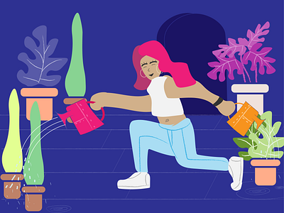 Woman Gardening Illustration 01