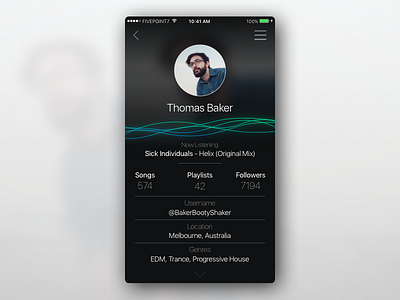 User Profile - DailyUI 006 app audio clean dailyui ios iphone minimal profile user user profile waveform waves