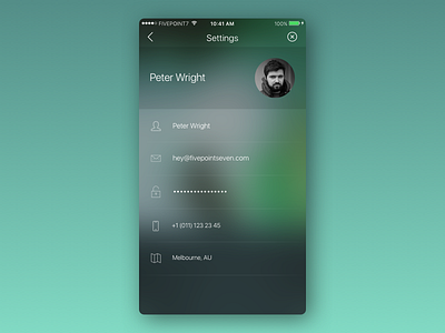 Settings - DailyUI 007 blur clean dailyui ios iphone minimal profile settings transparent user