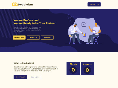 Doubleism Landing Page branding design flat logo minimal ui ux vector