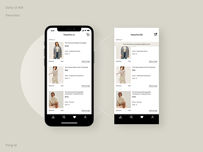 DailyUI #01_Favorites app appdesign dailyui dailyuichallenge design ecommerce ecommerce app favorites flat minimal mobile mobile app design mobile ui ui design uidesign ux uxdesign wishlist