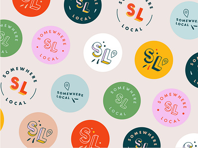 SL Visual Brand Identity 3d badge badge logo brand identity branding fun art illustration lettering lettering art location icon location pin mark submark type art visual art visual identity