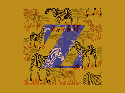 Letter Z Zebras Illustration 36daysoftype animal art animal illustration letter lettering lettermark pattern art procreate surfacedesign type art typedesign z zebra