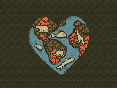 Protect earth animals heart illustration