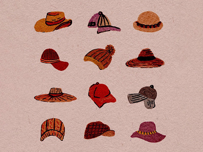 Hats illustration collection art artistic brushes cap clothing collection design detail digital art drawing fall hats icon illustration ink minimalist pen style texture winter