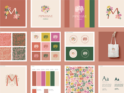 Floral brand identity style guide brand identity branding business cards emblem floral florist flowers graphic design guidelines icon illustration logo logo mark pattern pink rose style guide type vector
