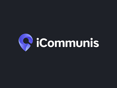 iCommunis Logo blue branding icon location location pin logo logo 3d logo design modern pin purple symbol tech tech logo