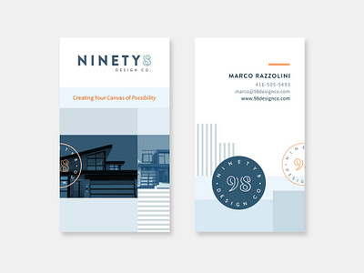 Business card design for Ninety8 Design Co.