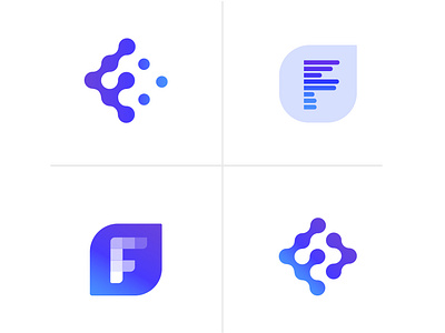 Logo concepts for a tech company called Fleet. blockchain brand branding f logo flat geometric gradient illustration logo 3d logo design minimalist modern logo purple purple logo vector