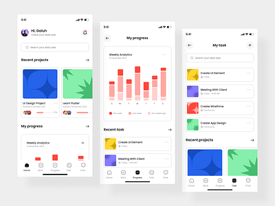 JakTask App Design - Untilted UI app clean colorfull cool design management minimalist task user interface ux work