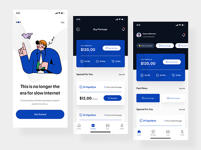 Internet Provider App - Untilted UI app application blue clean colorfull design internet minimalist package provider ui user experience user interface ux