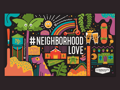 Neighborhood Love color cute dark design flat illustration illustrator print san diego vector