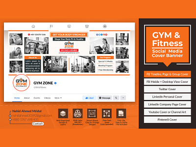 Facebook Business Page Cover I Social Media Cover Design banner ad banner ads brand design brand identity facebook post design fitness banner fitness logo gym banner illustration logo animation page cover page layout photoshop