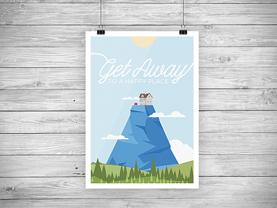 Getaway Poster camping car design home illustrator sun woods
