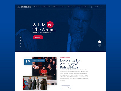 Nixon Foundation homepage photoshop politics webdesign website