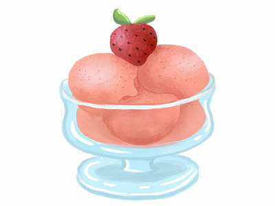 Strawberry Ice Cream design dessert food illustration illustration sticker sticker art sticker design summer food