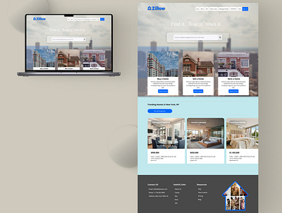 Zillow Real Estate Company, landing page re-designed design figma homepage landing page minimalistic design real estate ui uiux webpage zillow