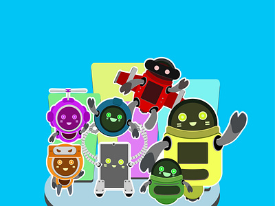 robot family for  children storybook