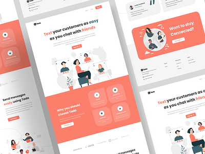 Tada - Landing Page Exploration chat chat landing page design illustration landing page message messaging ui ui design uiux web web design