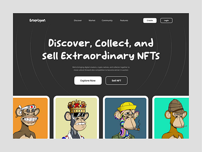 Eneptyan - NFT Hero Section crypto design ethereum landing page nft nft landing page nft marketplace nft web ui ui design uiux uiuxdesign web web design website