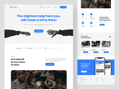 Shering - Donation Landing Page charity charity landing page donate donate landing page donation donation landing page figma fundraising human landing page money sharing ui ui design web web design website design