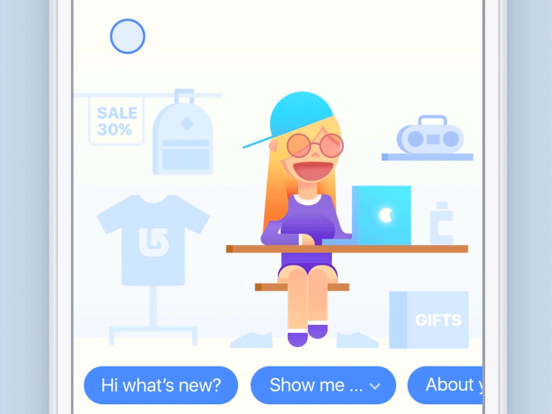 AI e-commerce chatbot concept ai app design bot character animation chat chat animation chatbot chatgpt chatting dialogue e commerce interaction design interface design message app messenger shopping talk