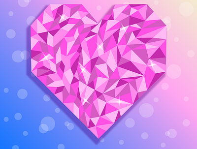 crystal heart design heart illustration lowpoly vector