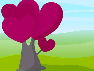 heart tree design flat heart illustration minimal vector