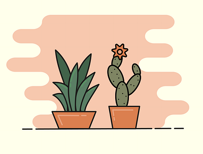 Succulent and cactus cactus design flat illustration minimal succulent vector