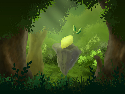 Magic lemon background digital illustration forest illustration lemon magic photoshop