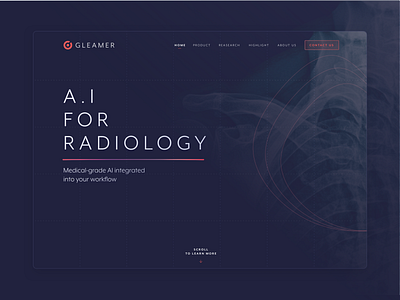 A.I for Radiology Landing Page clean dark ui design dribbble interface landingpage popular product screen shot sketch tech ui uidesign website