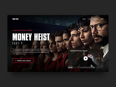 Money Heist | UI #003 design hero image ui ui design uidesign web design website website design